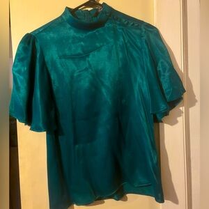 Zara teal stain mock neck top